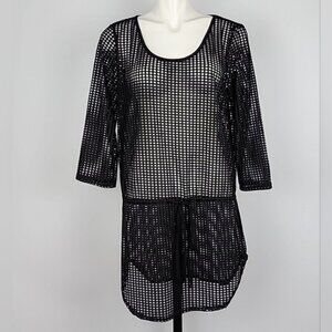 Jordan Taylor Black Tunic Swim Suit Cover-Up Bathing Suit Cover Size Large